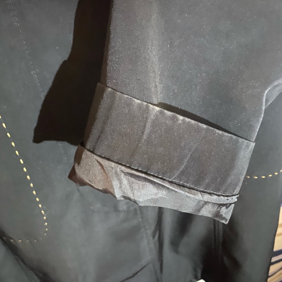 Vintage Gallery Black Hooded Rain Trench Coat Small - Picture 12 of 15